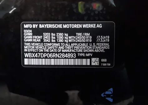 2024 BMW X3 Sdrive30I из США, поврежденный, VIN WBX47DP06RN284893